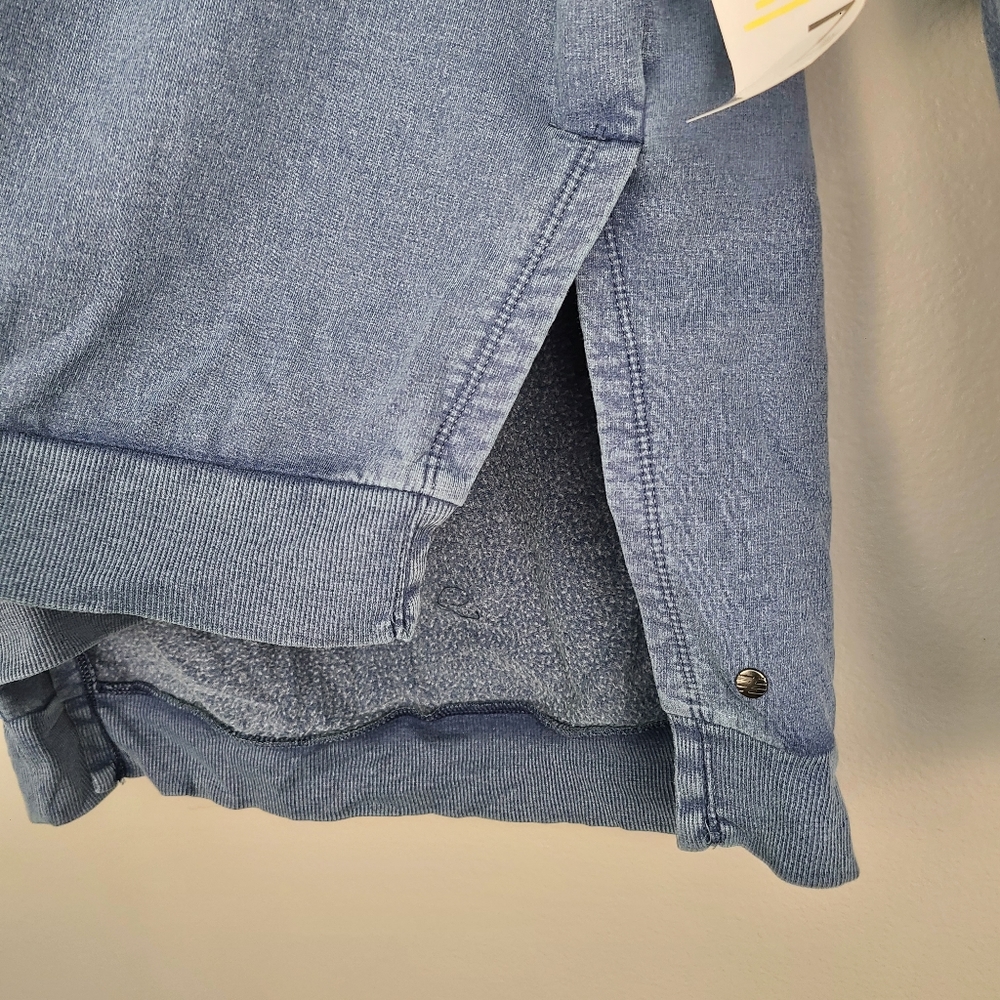 Z by Zella Warn In Blue Chambray-like Fleece Pullover Workout Athletic Sweater L - Picture 5 of 8